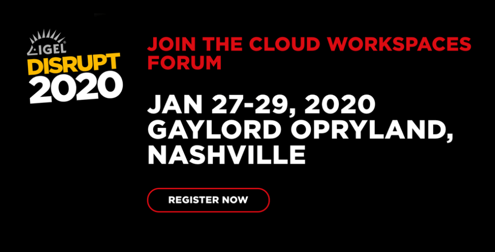 IGEL Disrupt2020 January event poster