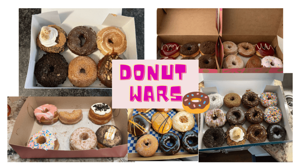 Collage of donuts with the title "Donut Wars"