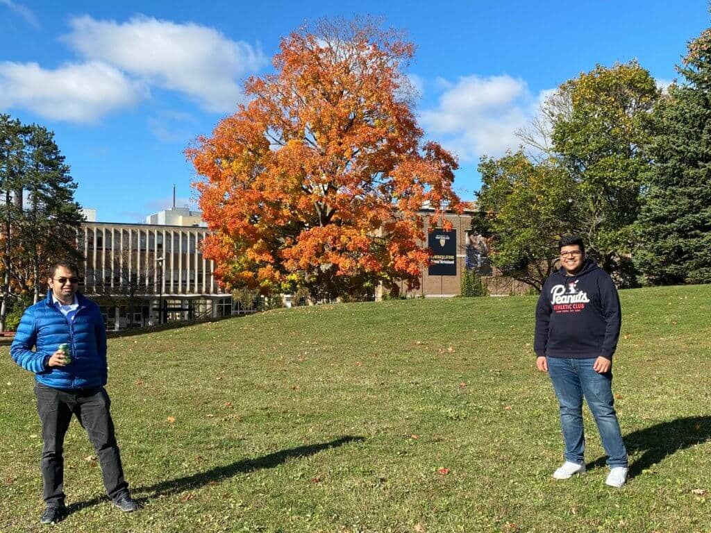 Tehama Employees at a socially distant meeting outside