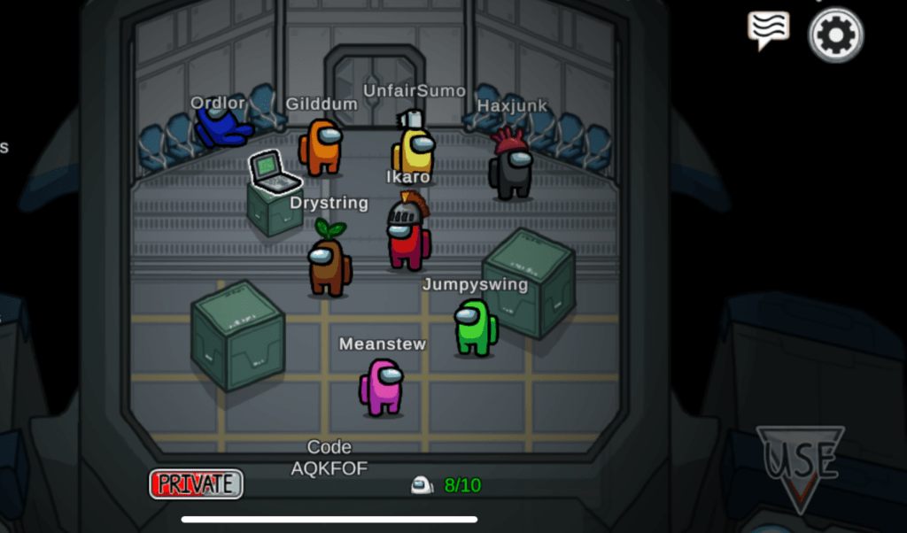 Screenshot of Tehama employees playing "Among Us"